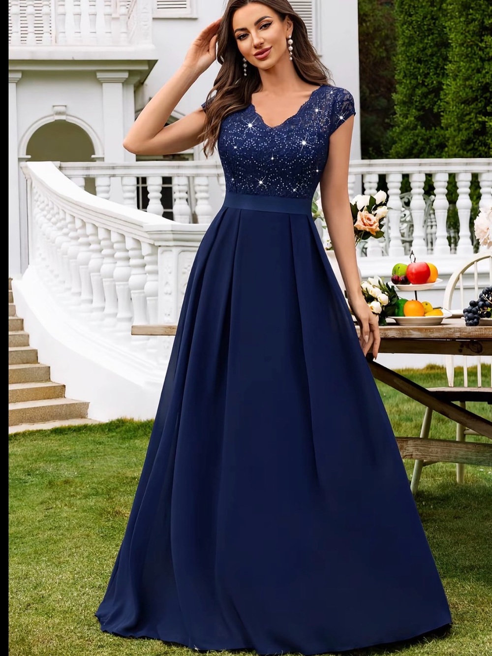 Miusol sequin lace maxi dress